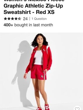 Zoe + Liv Red Bomber Mexico 🇲🇽 Sweater/Fleece  Jacket